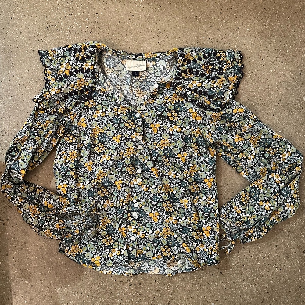 Universal Thread Floral Button Down Embroidered P… - image 2